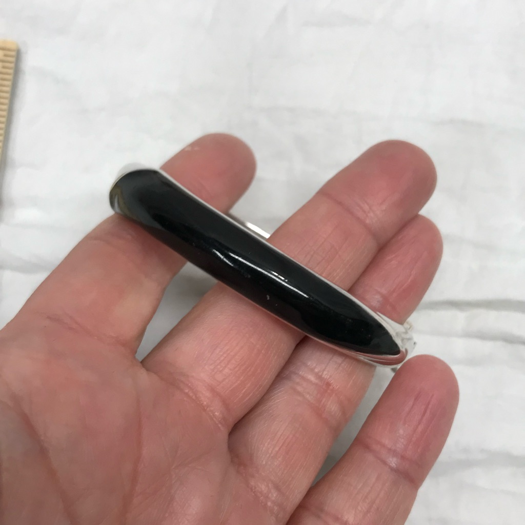 Vintage Napier Black Enamel Gold Hinged Bracelet 18$